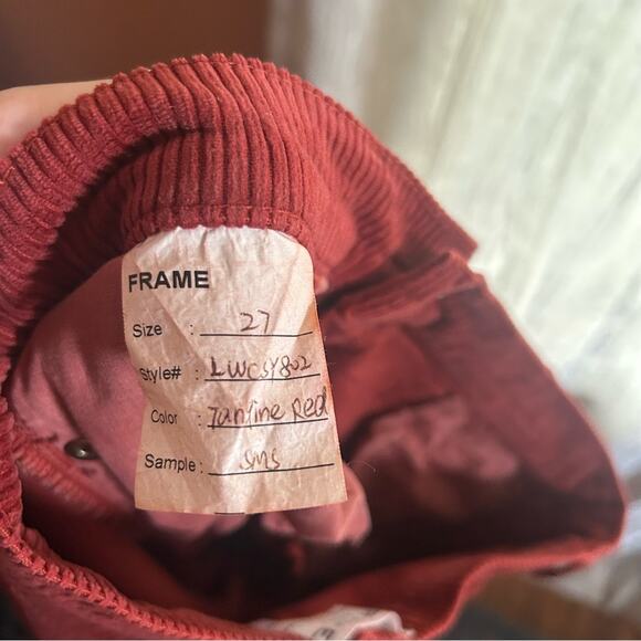 FRAME Denim Corduroy Pants Le High Straight Ribbed Leg Burgundy Red Rust Size 27 - Picture 5 of 5